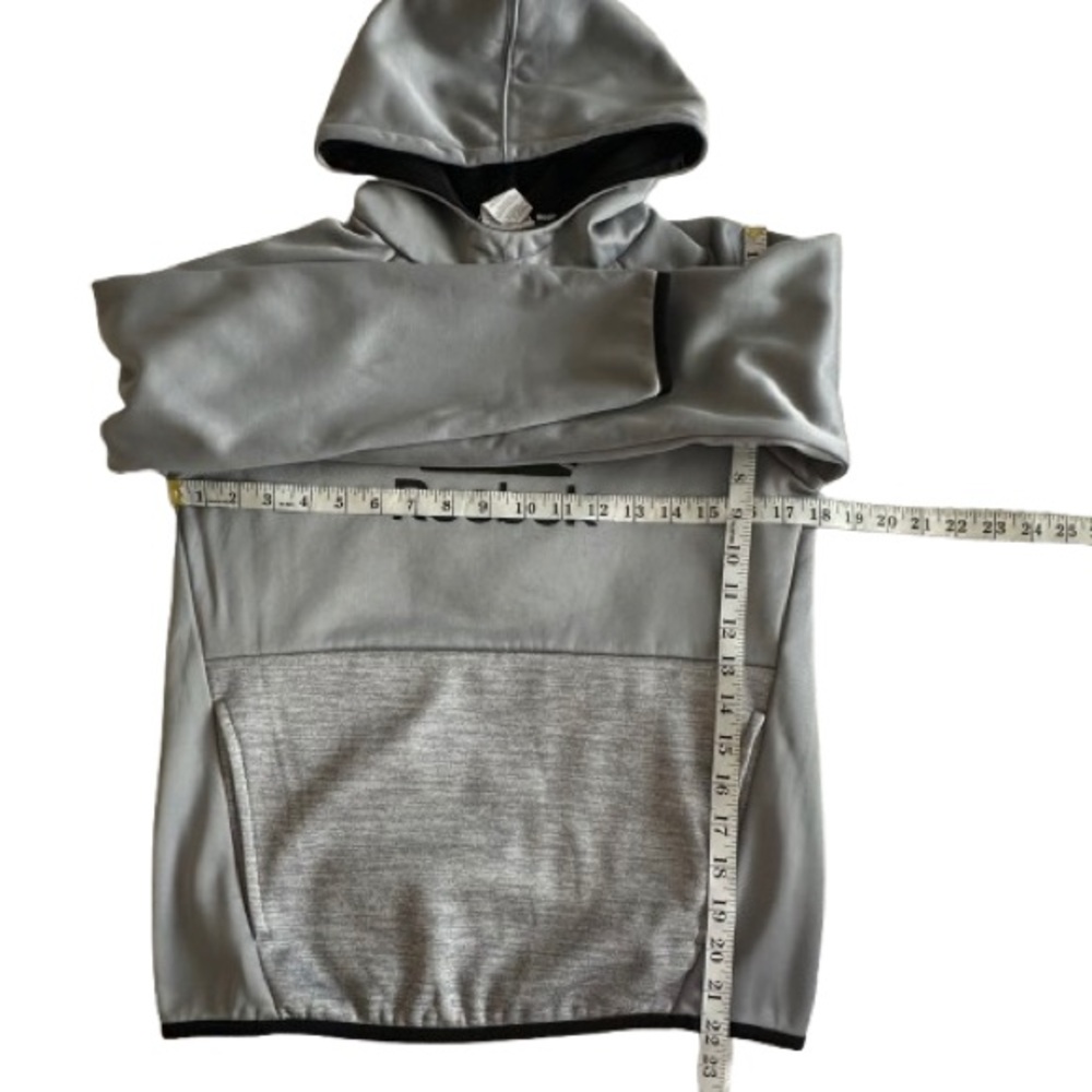 Reebok Kids Boy's L(10/12) Gray & Black Logo Sleeved Pullover Hooded Sporty Top - Picture 8 of 12